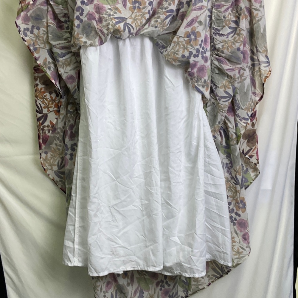 Juliet Dress - Smocked Waist Floral Midi Dress in Cream - Picture 9 of 11